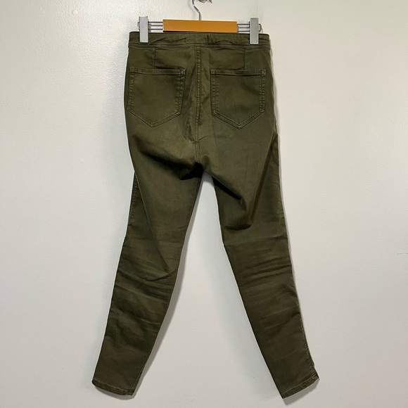 Bershka Olive Green Skinny Pants - Size 6 - Picture 4 of 8